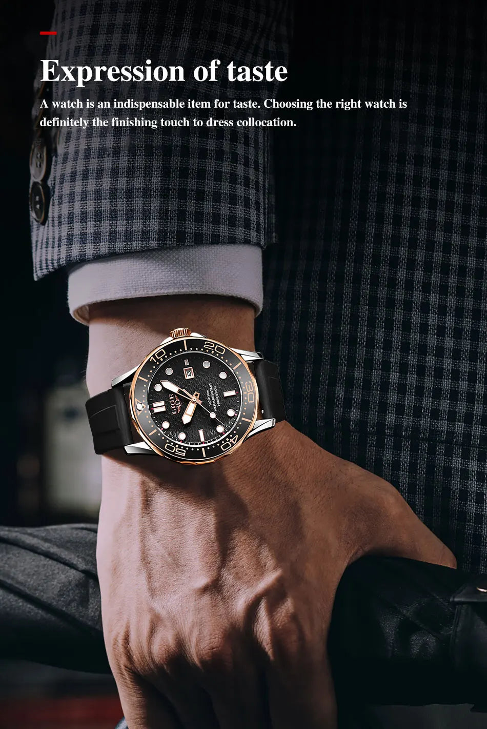 2025 LIGE Men's Business Luxury Dive Watch – Waterproof Chronograph with Date | Stainless Steel Sport Wristwatch + Box