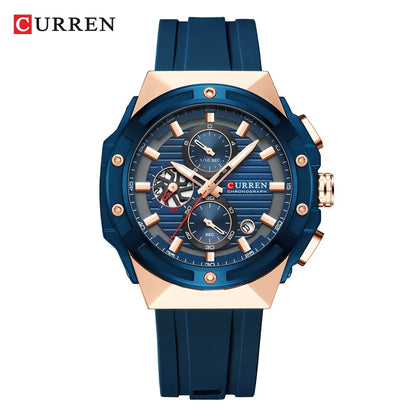 CURREN Multifunctional Sports Chronograph Quartz Watch – Silicone Strap with Luminous Hands