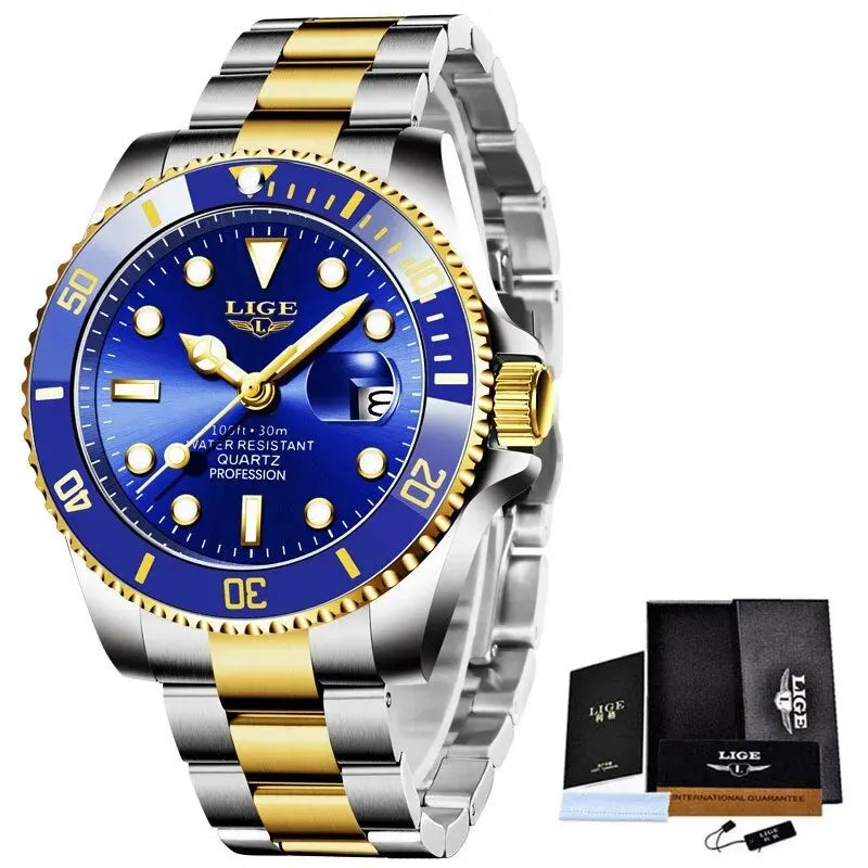 LIGE 30ATM Diver Watch – Luxury Waterproof Quartz Sports Watch for Men