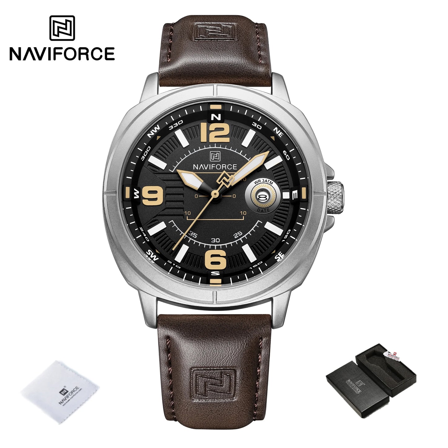 NAVIFORCE Brand Men Quartz Watch High Quality PU Band Calendar Male Wristwatch Auto Date Display Waterproof Clocks Reloj Hombre