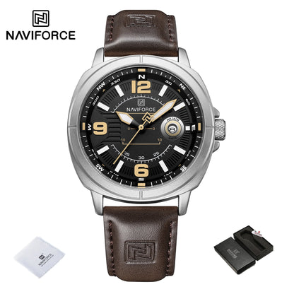 NAVIFORCE Brand Men Quartz Watch High Quality PU Band Calendar Male Wristwatch Auto Date Display Waterproof Clocks Reloj Hombre
