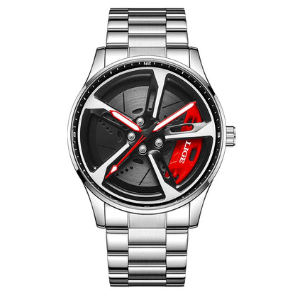 LIGE New Sports 3d Xiaomi Car Wheel Watch Fashionable Rotating Dial Stainless Steel Strap Waterproof Quartz Watches reloj hombre