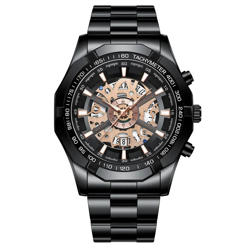 Luxorive BlueCore X – 2025 Luxury Skeleton Steel Watch for Men