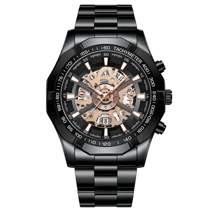 Luxorive BlueCore X – 2025 Luxury Skeleton Steel Watch for Men