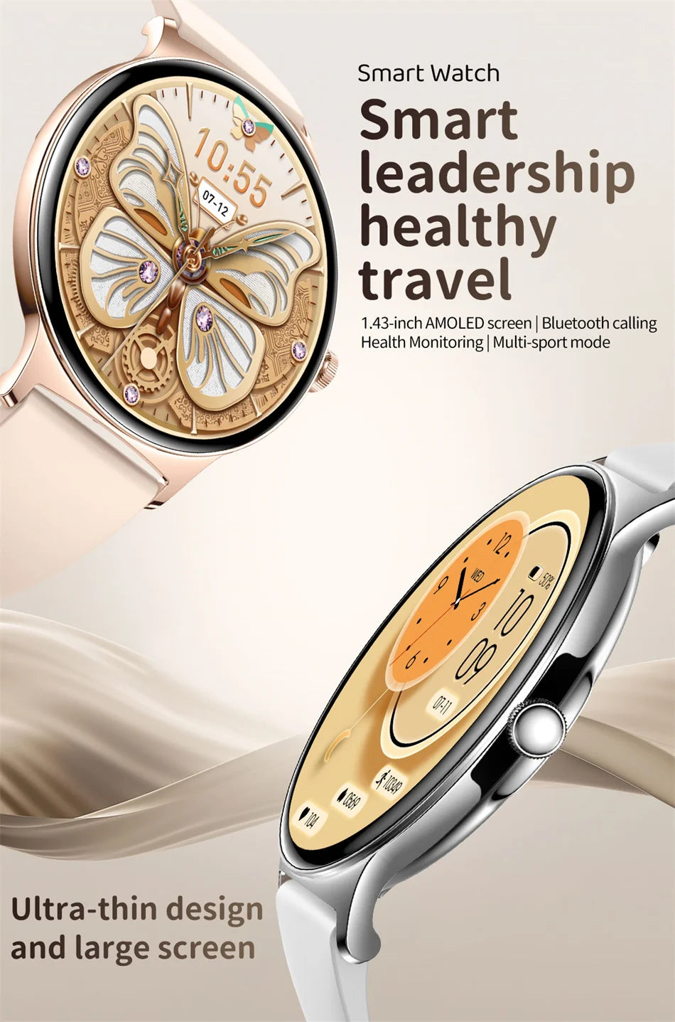 Luxorive LuxeFit Ultra – Women's Slim Smartwatch with Always-On Display & Bluetooth Call