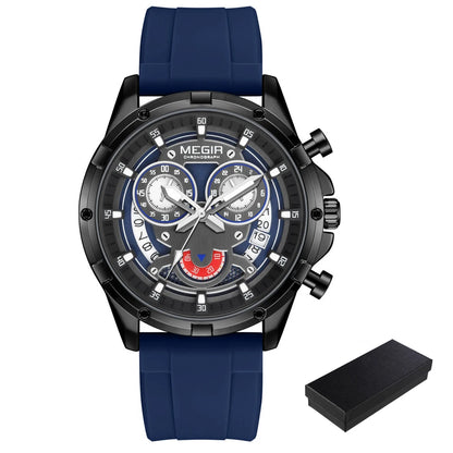 MEGIR Chronograph Men's Watches Top Brand Luxury Original Waterproof Silicone Date Watch for Men Fashion Sport Quartz Wristwatch
