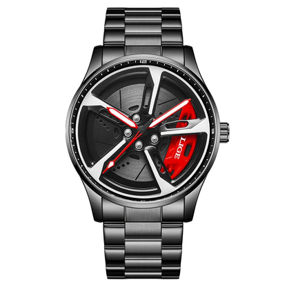 LIGE New Sports 3d Xiaomi Car Wheel Watch Fashionable Rotating Dial Stainless Steel Strap Waterproof Quartz Watches reloj hombre