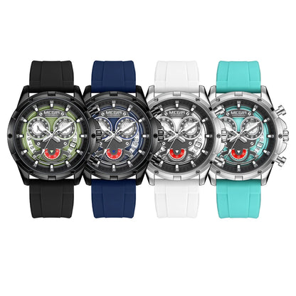 MEGIR Chronograph Men's Watches Top Brand Luxury Original Waterproof Silicone Date Watch for Men Fashion Sport Quartz Wristwatch