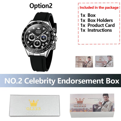 OLEVS Luxury Men's Watches Waterproof Original Quartz Man Watch Moon Phase Watch for Men Chronograph Wrist Watch Luminous Clock