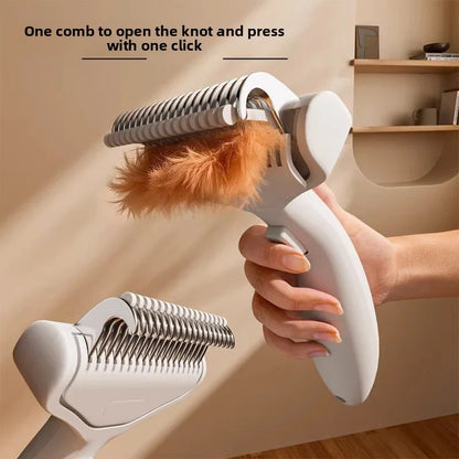 Stainless Steel Dog Thinning Comb – Floating Hair Remover with Ergonomic Handle