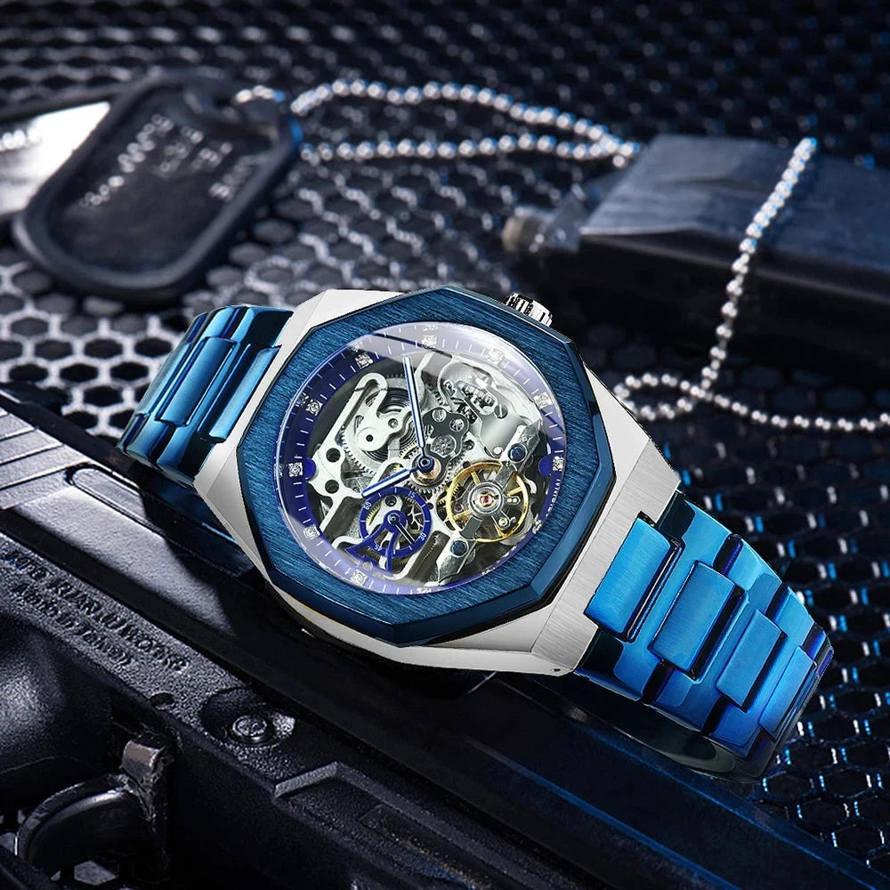 Luxorive Spectra Tourbillon – Automatic Skeleton Watch with Diamond Dial Watchify 