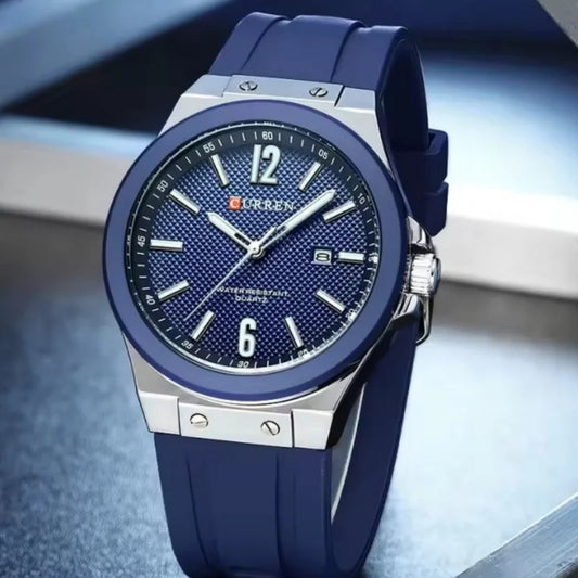 CURREN 8465 Men’s Fashion Quartz Watch – Waterproof Casual Timepiece with Calendar & Luminous Silicone Strap