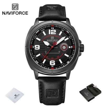 NAVIFORCE Brand Men Quartz Watch High Quality PU Band Calendar Male Wristwatch Auto Date Display Waterproof Clocks Reloj Hombre