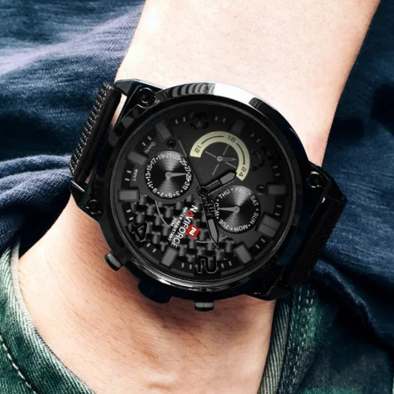 NAVIFORCE Black Luxury Men Watch Fashion Military Sport Man Watches Waterproof Wristwatch Male Creative Clock Masculino Relogio