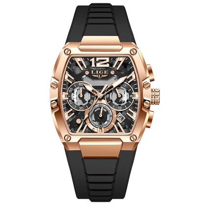 LIGE Men’s Luxury Silicone Military Watch – Casual Sports Waterproof Quartz with Date