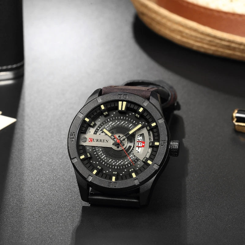 CURREN 8301 Classic Men's Quartz Watch – Waterproof Leather Strap with Calendar