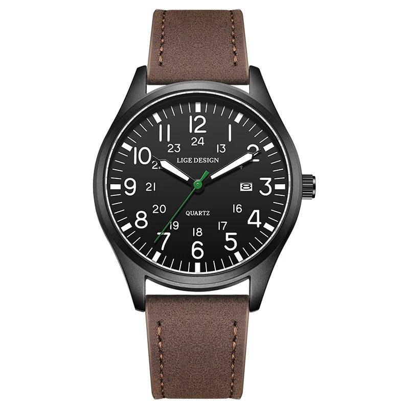 LIGE Luxury Military Quartz Watch for Men – Waterproof, Luminous, Nylon Leather Strap, Date Display