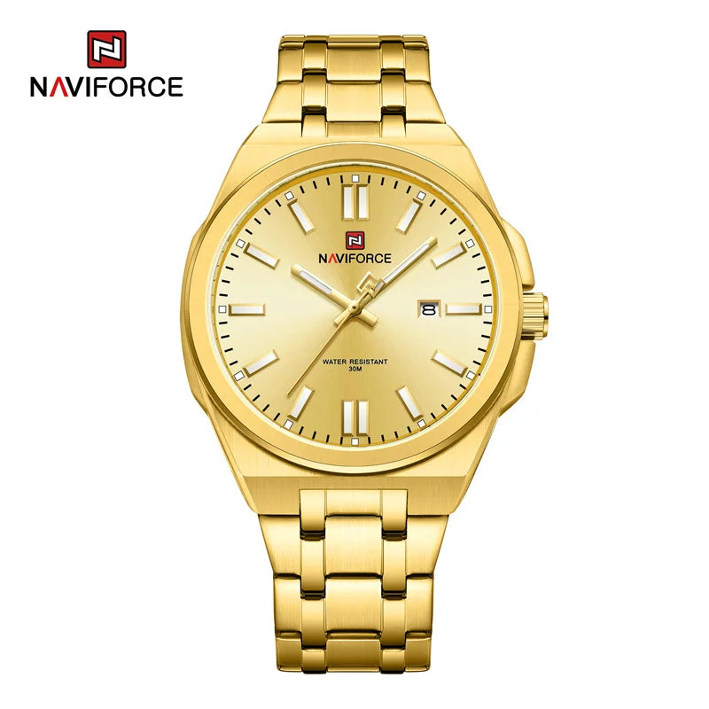 NAVIFORCE Quartz Watch For Men Luxury Business Luminous Stainless Steel Male Wristwatches Waterproof Calendar Clock Reloj Hombre