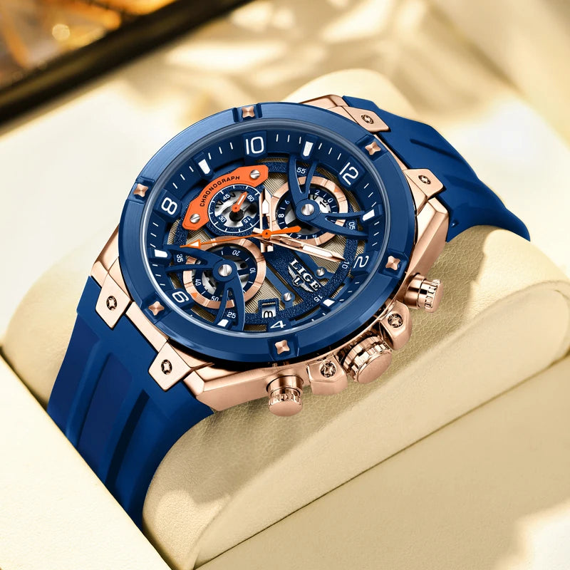LIGE Military Sports Edition — a rugged and stylish men's quartz chronograph designed for adventure, precision, and everyday wear.