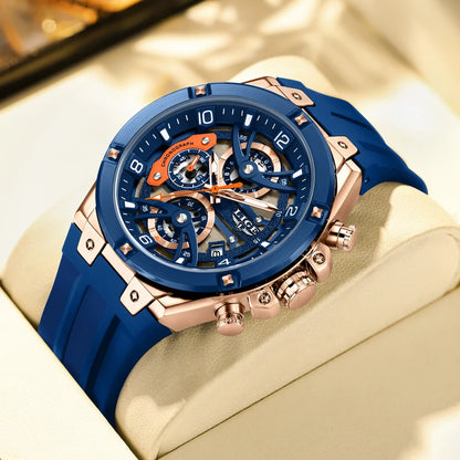 LIGE Military Sports Edition — a rugged and stylish men's quartz chronograph designed for adventure, precision, and everyday wear.