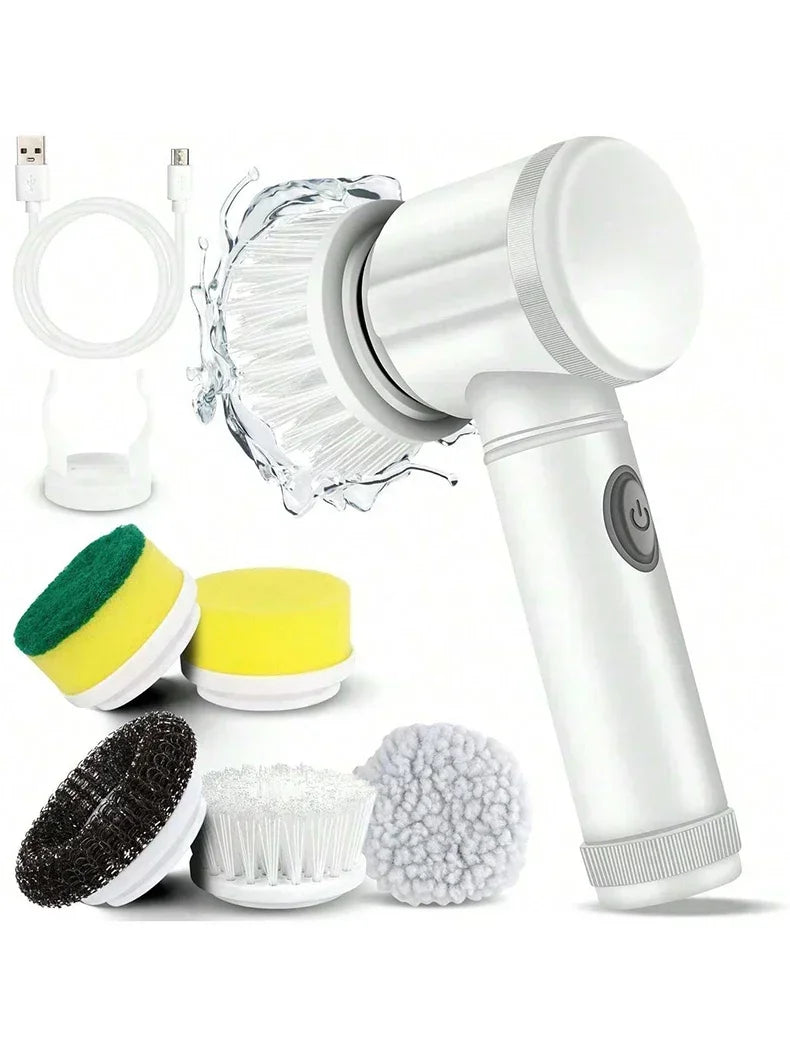 Cordless Electric Spin Scrubber – 5 Replaceable Brush Heads