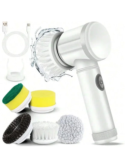 Cordless Electric Spin Scrubber – 5 Replaceable Brush Heads