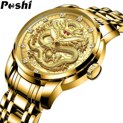 Luxorive DragonCore – Gold Stainless Steel Men’s Quartz Watch