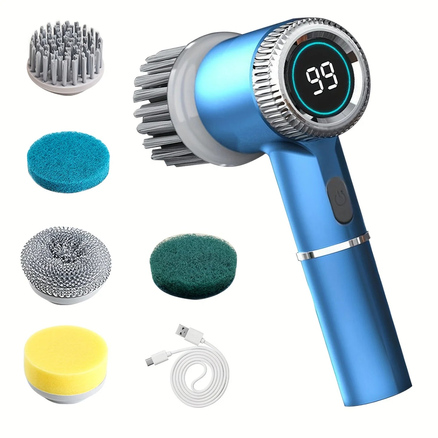 Electric Spin Scrubber – 3-Speed Handheld Shower Brush with 5 Replaceable Heads