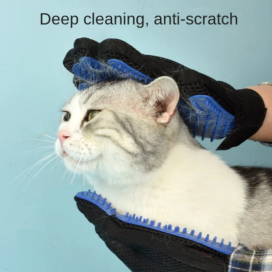 Silicone Pet Grooming Gloves – Hair Removal & Bathing Brush for Dogs & Cats