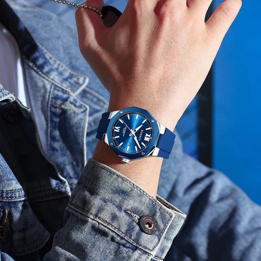 CURREN 8465 Men’s Fashion Quartz Watch – Waterproof Casual Timepiece with Calendar & Luminous Silicone Strap