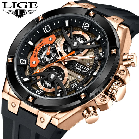 LIGE Military Sports Edition — a rugged and stylish men's quartz chronograph designed for adventure, precision, and everyday wear.