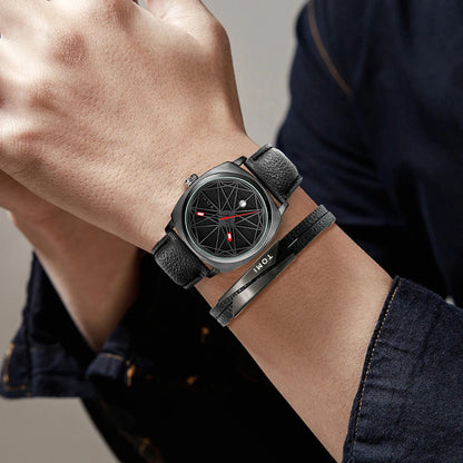 TOMI 2024 New 2PCS Men's Watch Bracelet Gift Set Luxury Business Versatile Calendar Men's Quartz Watch and Watch Gift Reloj