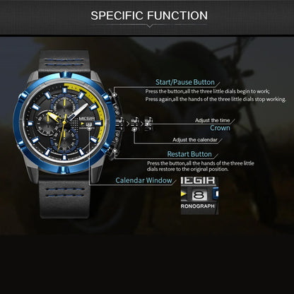 MEGIR Luxury Men's Watch Chronograph Fashion Sport Military Watches Waterproof Male Quartz Wristwatch Clock Montre Homme 2062