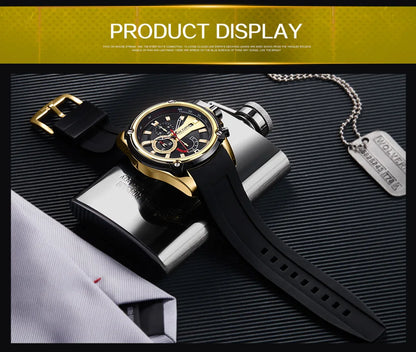 MEGIR Chronograph Luxury Brand Men Sports Watches Silicone Strap Quartz Casual Wristwatch Waterproof Calendar Reloj Hombre 2086