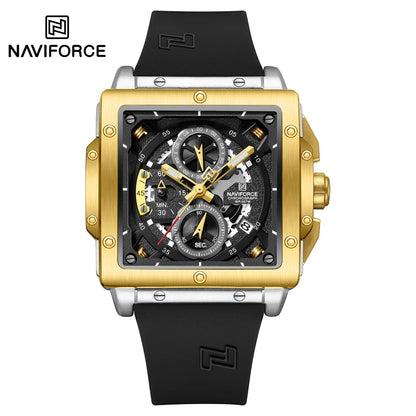 NAVIFORCE Watches for men Sports Unique Square Quartz Date Display Watch Multifunction Chronograph Waterproof Luxury WristWatch