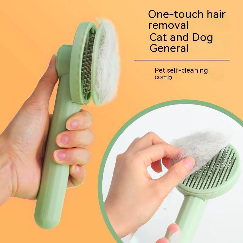 Self-Cleaning Pet Hair Remover Brush – Cat & Dog Grooming Comb