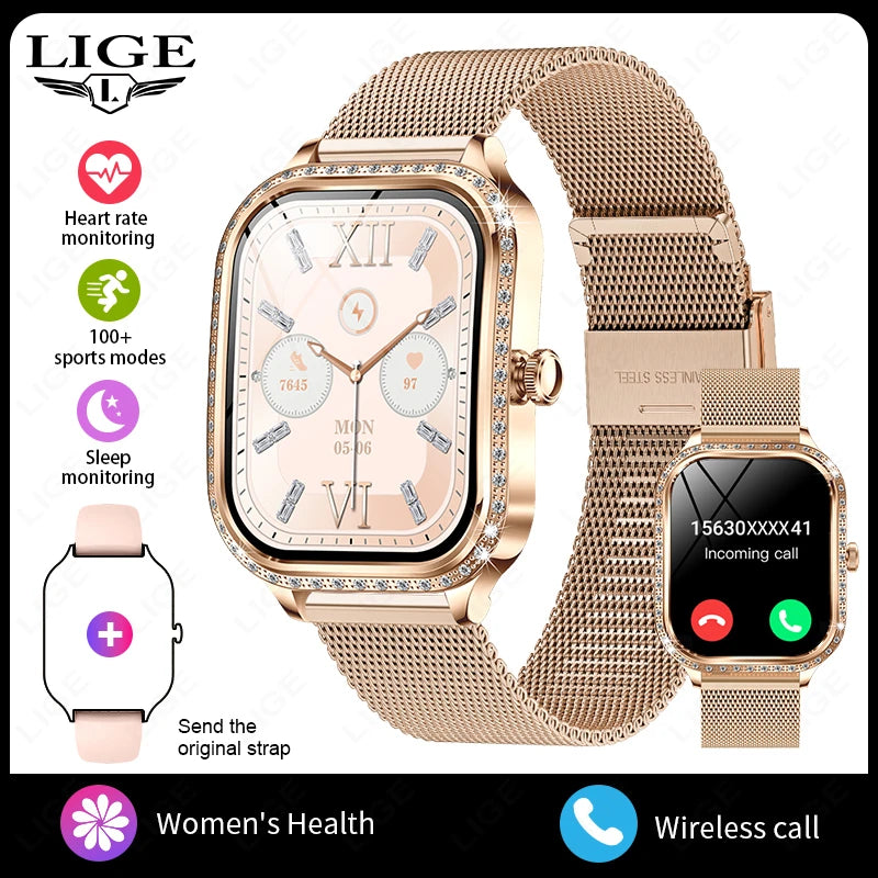 LIGE Women’s Waterproof Smartwatch – Bluetooth Call, Fitness Tracker & Heart Rate Monitor