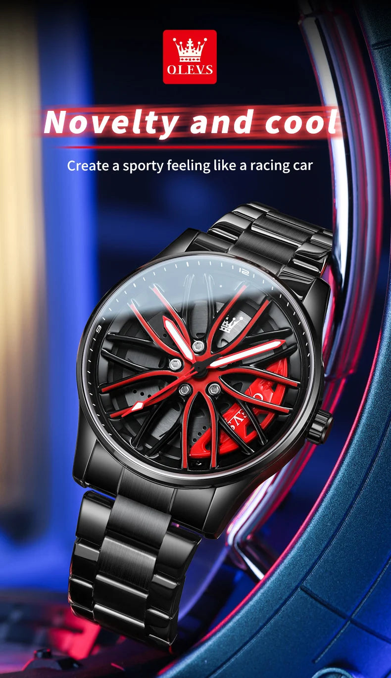 OLEVS 9937 Men's Luxury Watch Waterproof Rotary Sport Car Rim Man Watch High Quality Fashion Best Selling Quartz Men's Watches