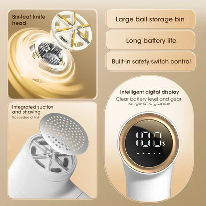 Electric Lint Remover HairBall Trimmer Sweater Defuzzer Intelligent Digital Display Lints Shaver Trimmer USB Charge 5 Gears