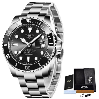 LIGE 30ATM Diver Watch – Luxury Waterproof Quartz Sports Watch for Men