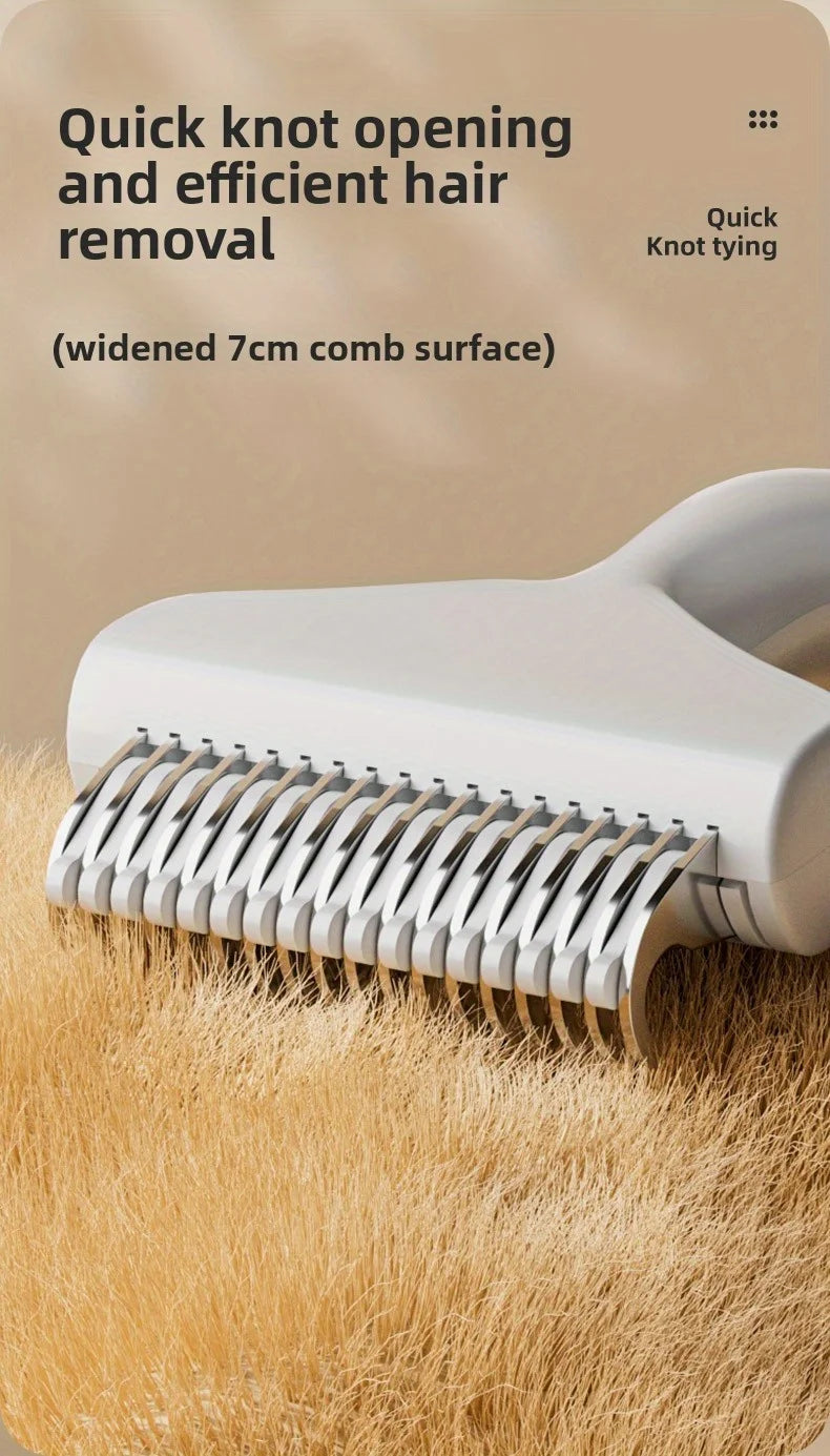 Stainless Steel Dog Thinning Comb – Floating Hair Remover with Ergonomic Handle