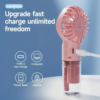 1pc Portable Handheld Mist Fan – Water Spray Mini Fan for Summer & Outdoor Use