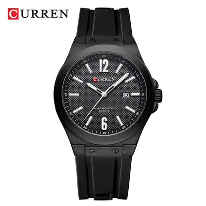 CURREN 8467 Men's Fashion Quartz Watch – Luminous Dial, Date Display, Silicone Strap