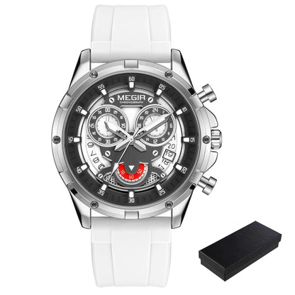 MEGIR Chronograph Men's Watches Top Brand Luxury Original Waterproof Silicone Date Watch for Men Fashion Sport Quartz Wristwatch