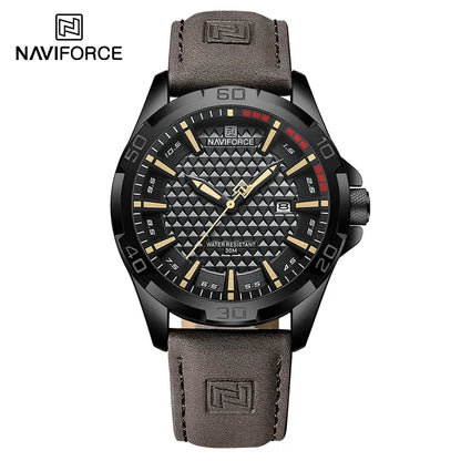NAVIFORCE 8023 Fashion Men's Luminous Quartz Wrist Watches Waterproof Leather Strap Military Motorcycle Quartz Watch