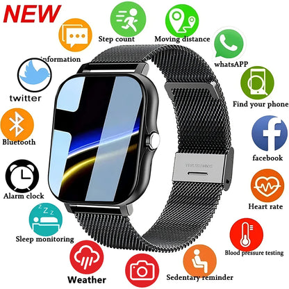Luxorive PulsePro 2024 – Full Touchscreen Sport Fitness Smartwatch with BT Call for Men & Women