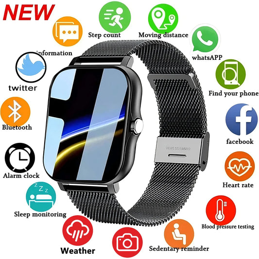Luxorive PulsePro 2024 – Full Touchscreen Sport Fitness Smartwatch with BT Call for Men & Women