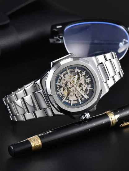 Luxorive ShadowCore – Skeleton Steel Automatic Watch
