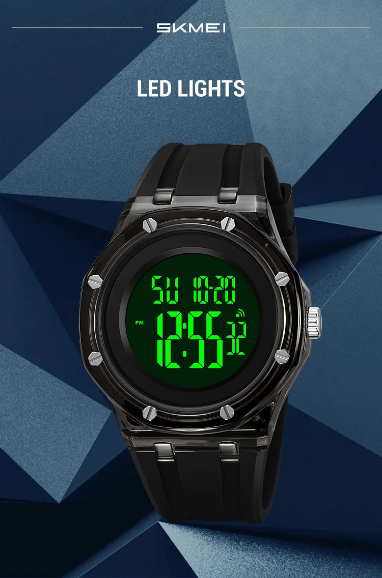 SKMEI Sports Digital Quartz Watch for Men & Women – Waterproof LED Casual Wristwatch with Week & Date Display