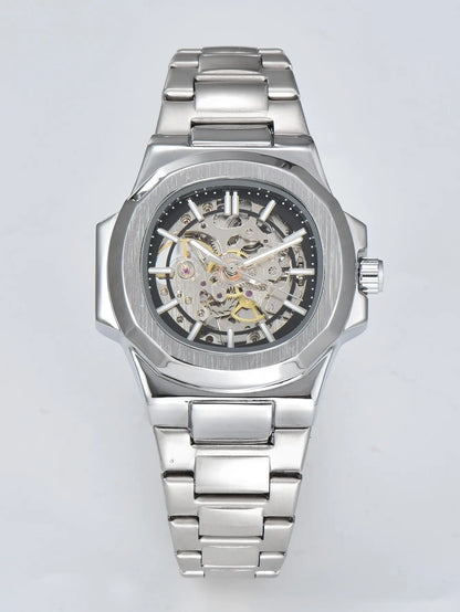 Luxorive ShadowCore – Skeleton Steel Automatic Watch